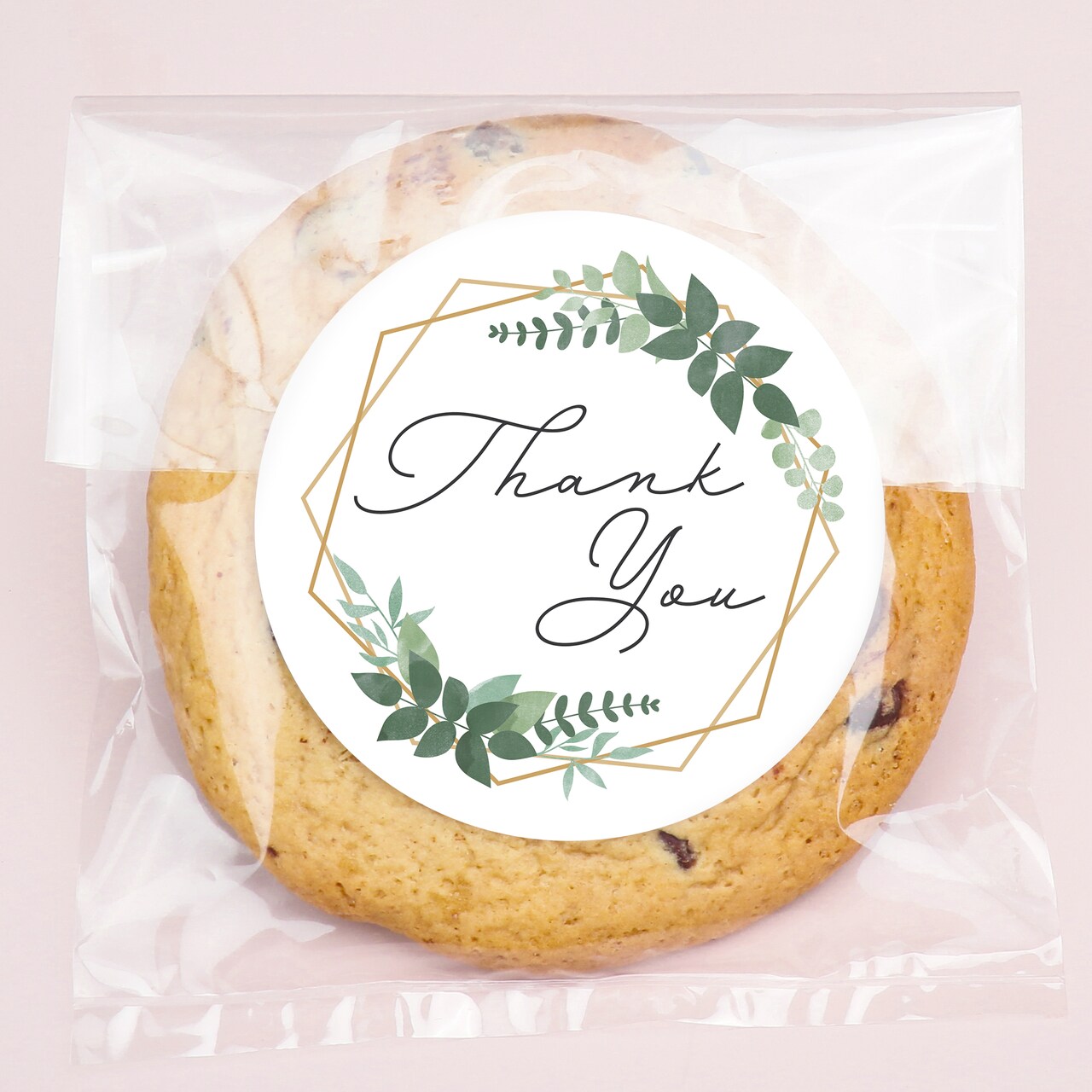 Big Dot of Happiness Boho Botanical Thank You Stickers and Clear Cookie Bags, Cellophane Treat Bags 4.25x7 IN for Candy or Baked Goods - 25 Count